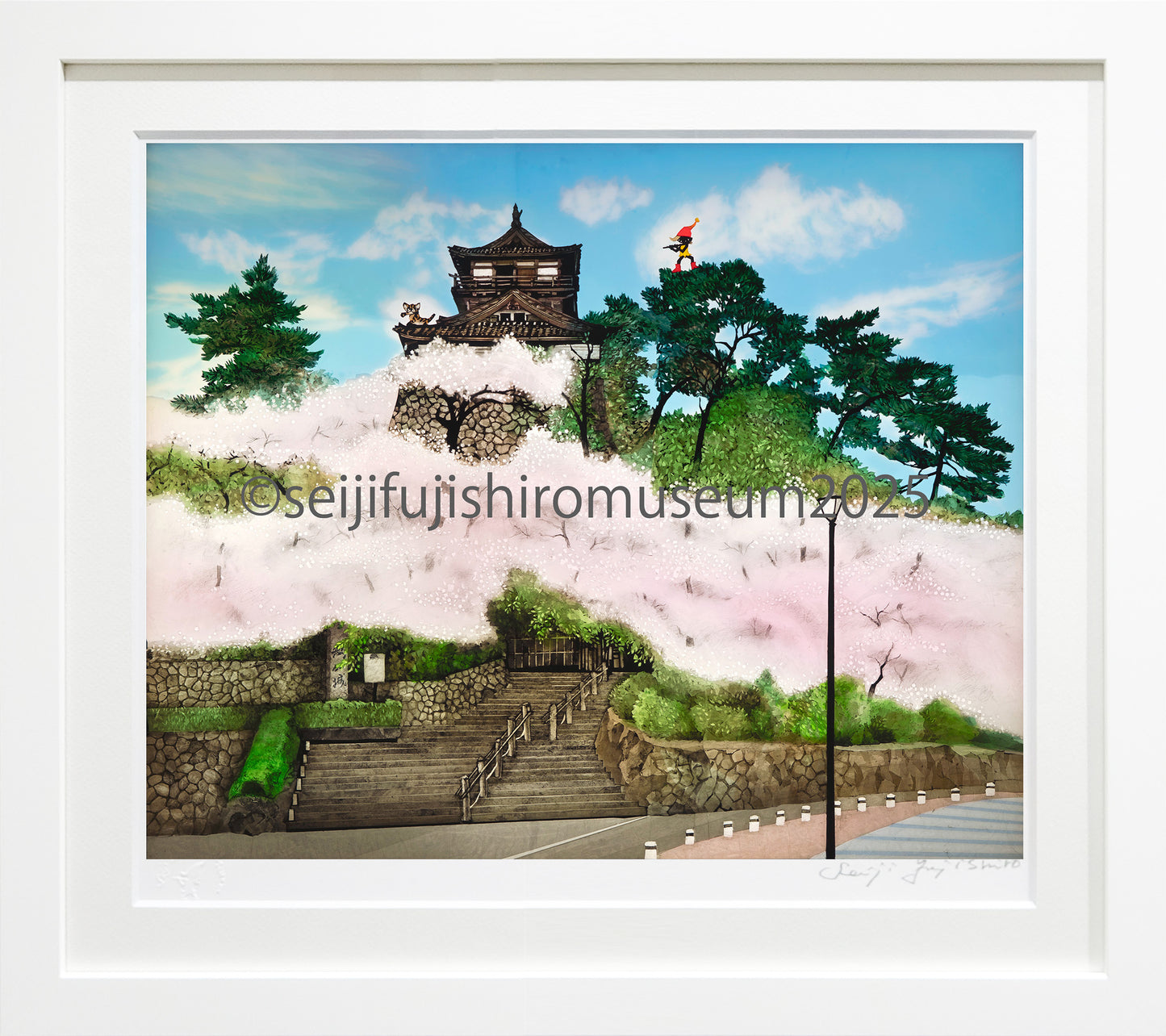「桜の花に包まれた丸岡城」FSM-277,278ジクレー版画