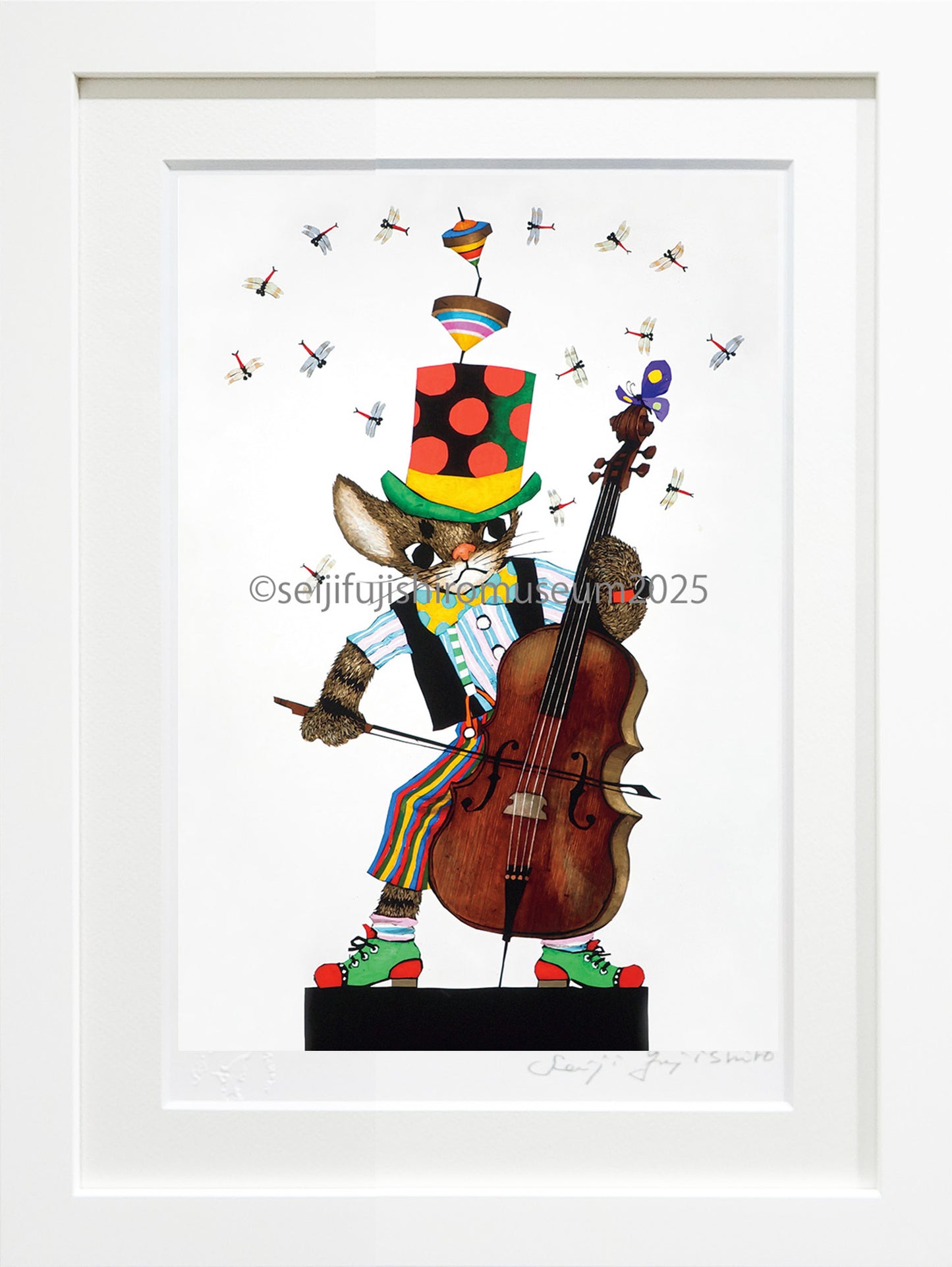 「チェロを弾く猫のラビー」FSM-162 ジクレー版画