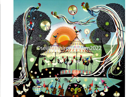 「天に舞う長尾鶏」ポストカード