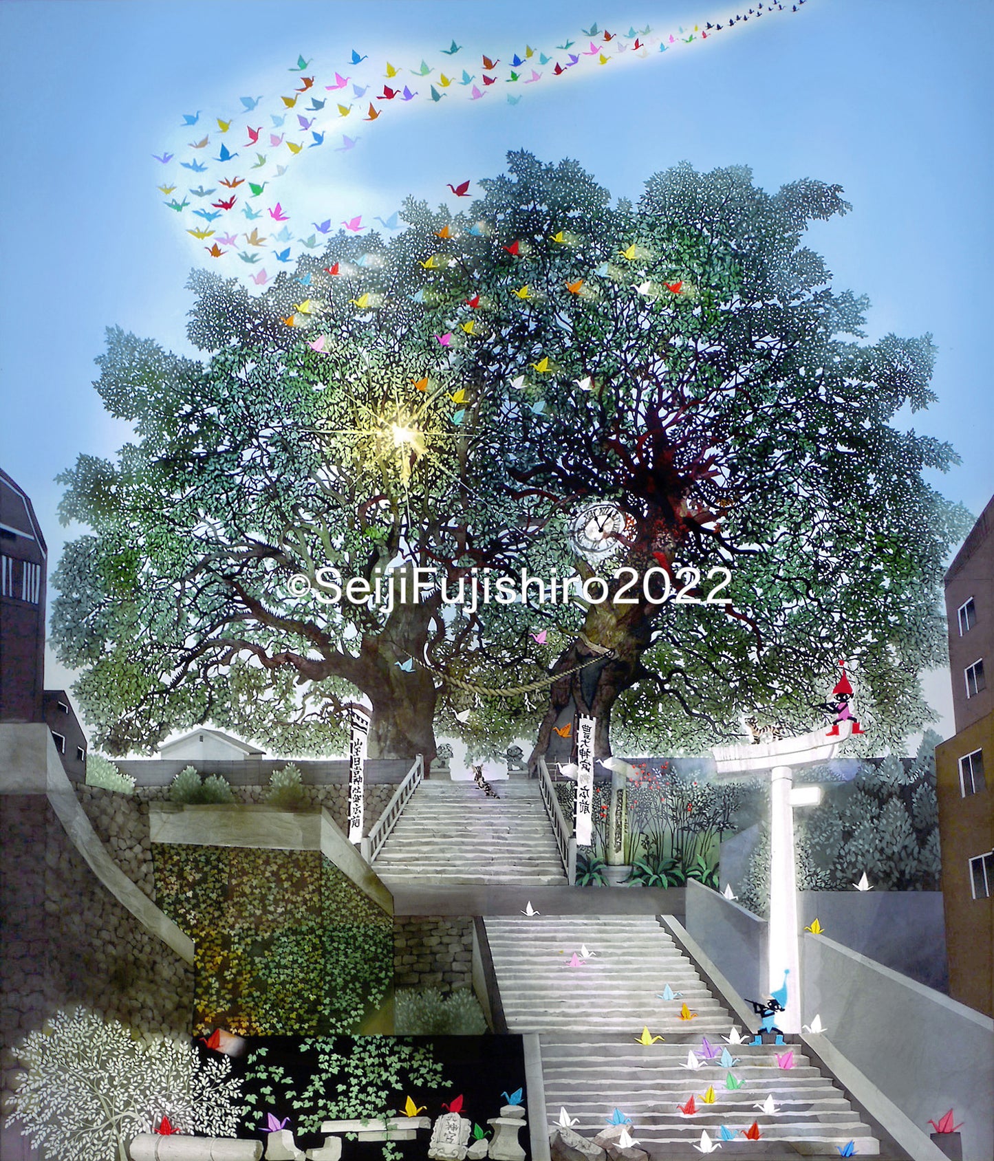 「長崎山王神社の一本足の鳥居と生き続ける大クス」FSM-180 ジクレー版画