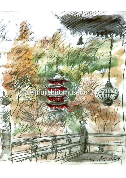 「長谷寺五重塔 デッサン」ポストカード