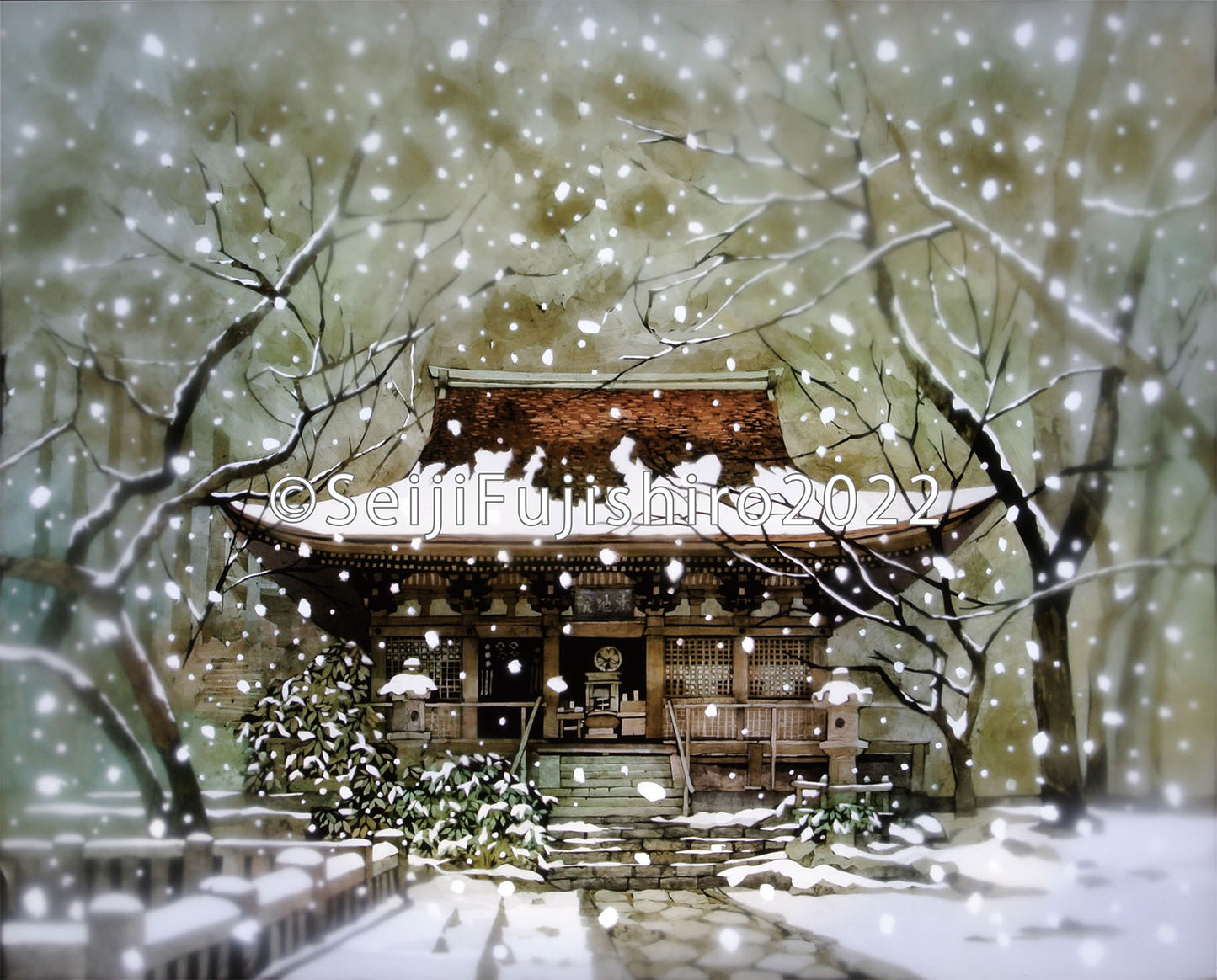 「雪の室生寺」FSM-96,95 ジクレー版画
