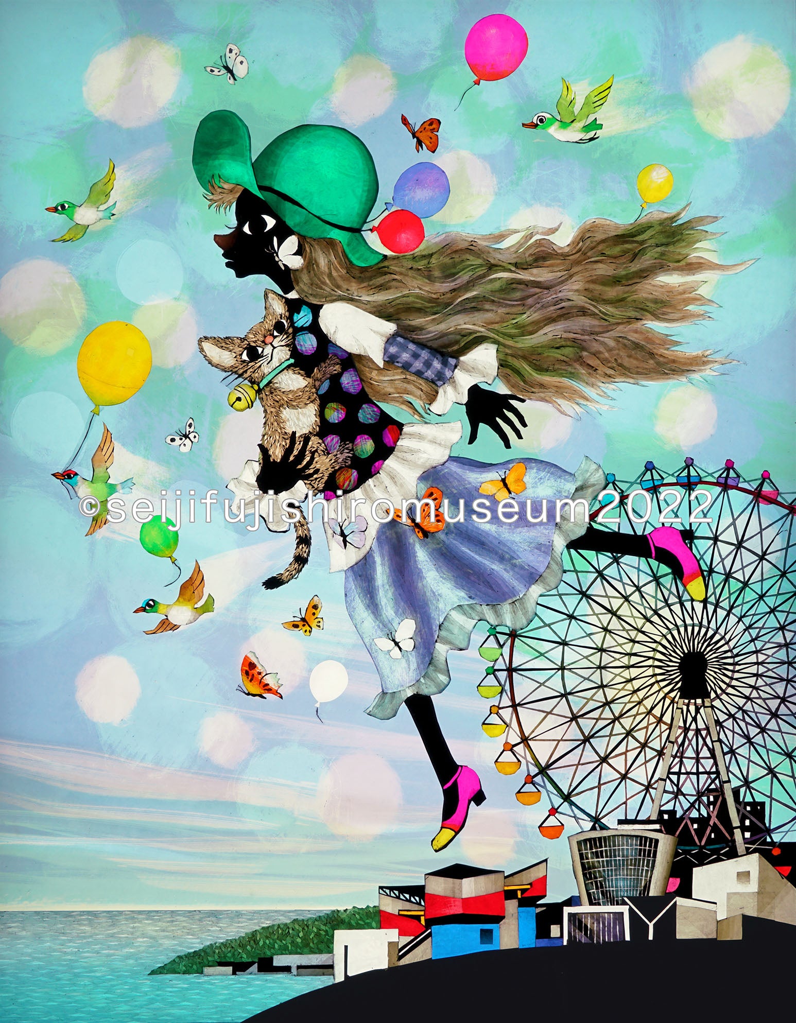 空とぶ楽園」FSM-119,118 ジクレー版画 – 藤城清治とラビの玉手箱