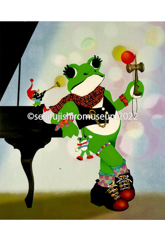 「ケロヨンとけん玉」ポストカード