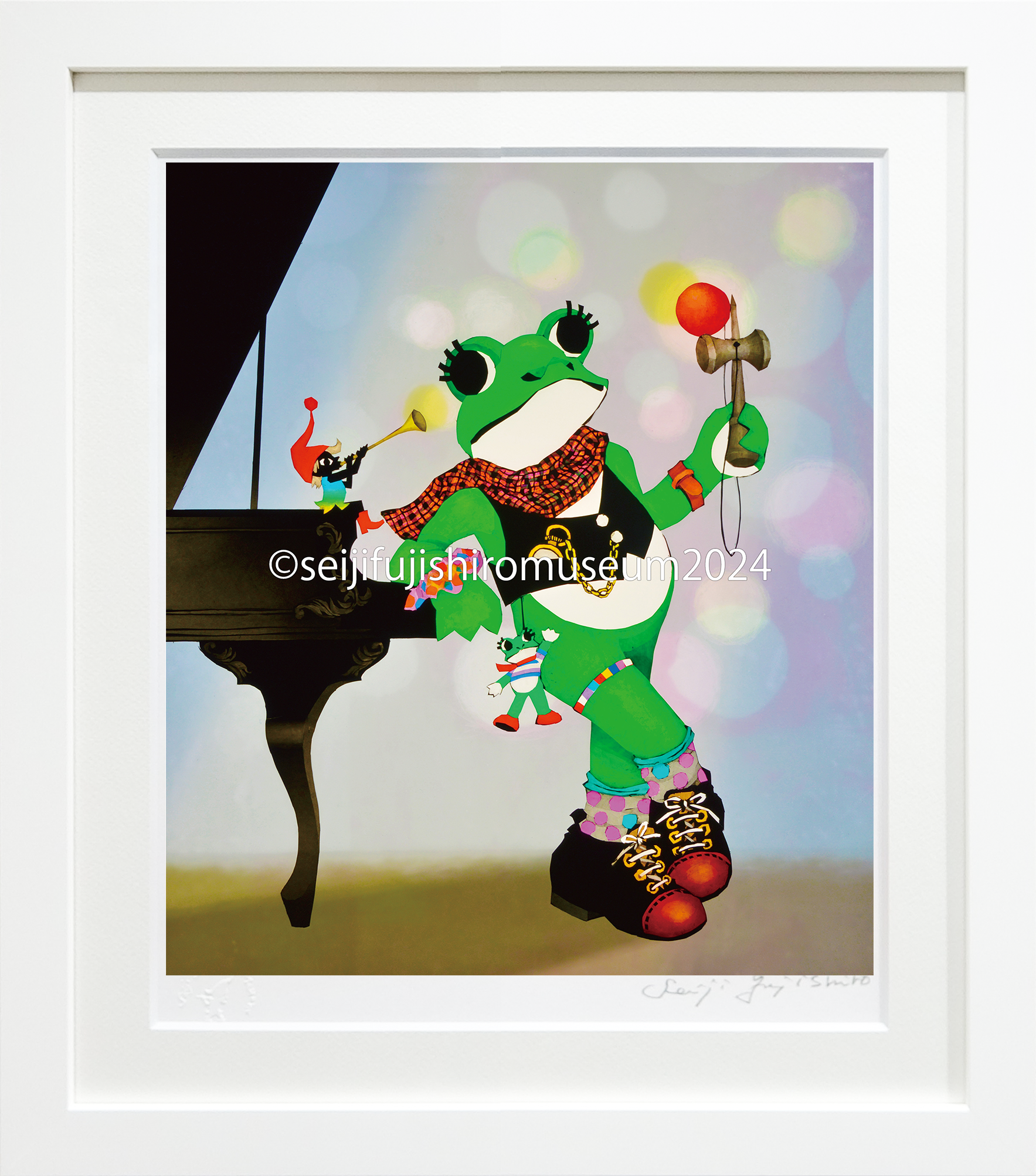 藤城清治 直筆カラー中型色紙「 ケロヨン 」 藤城清治 直筆カラー中型 藤城清治 直筆カラー中型色紙「 ケロヨン 」 藤城清治 直筆カラー中型