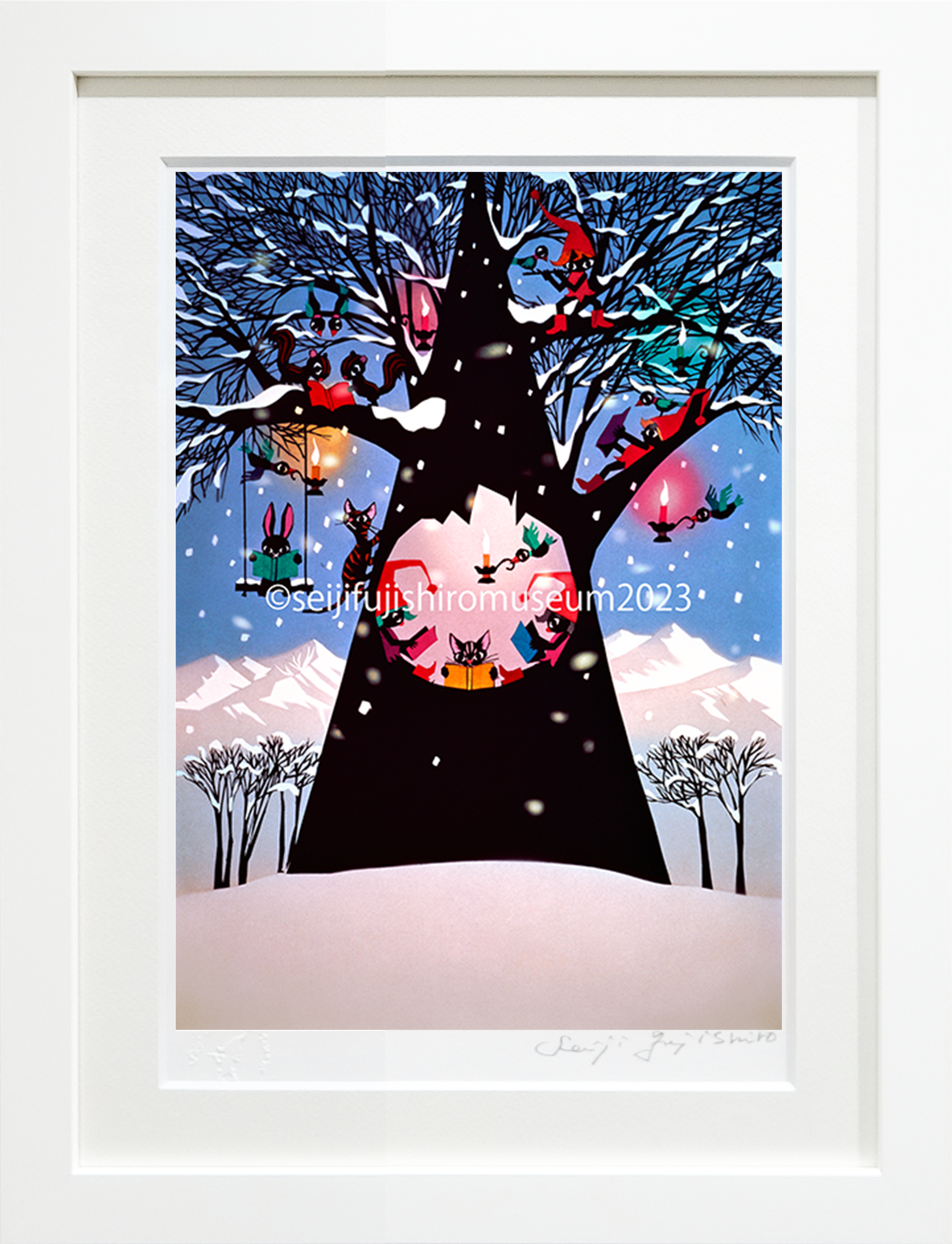 雪の中の木の遊び」FSM-335 ジクレー版画 – 藤城清治とラビの玉手箱 雪の中の木の遊び」FSM-335 ジクレー版画 – 藤城清治とラビの玉手箱