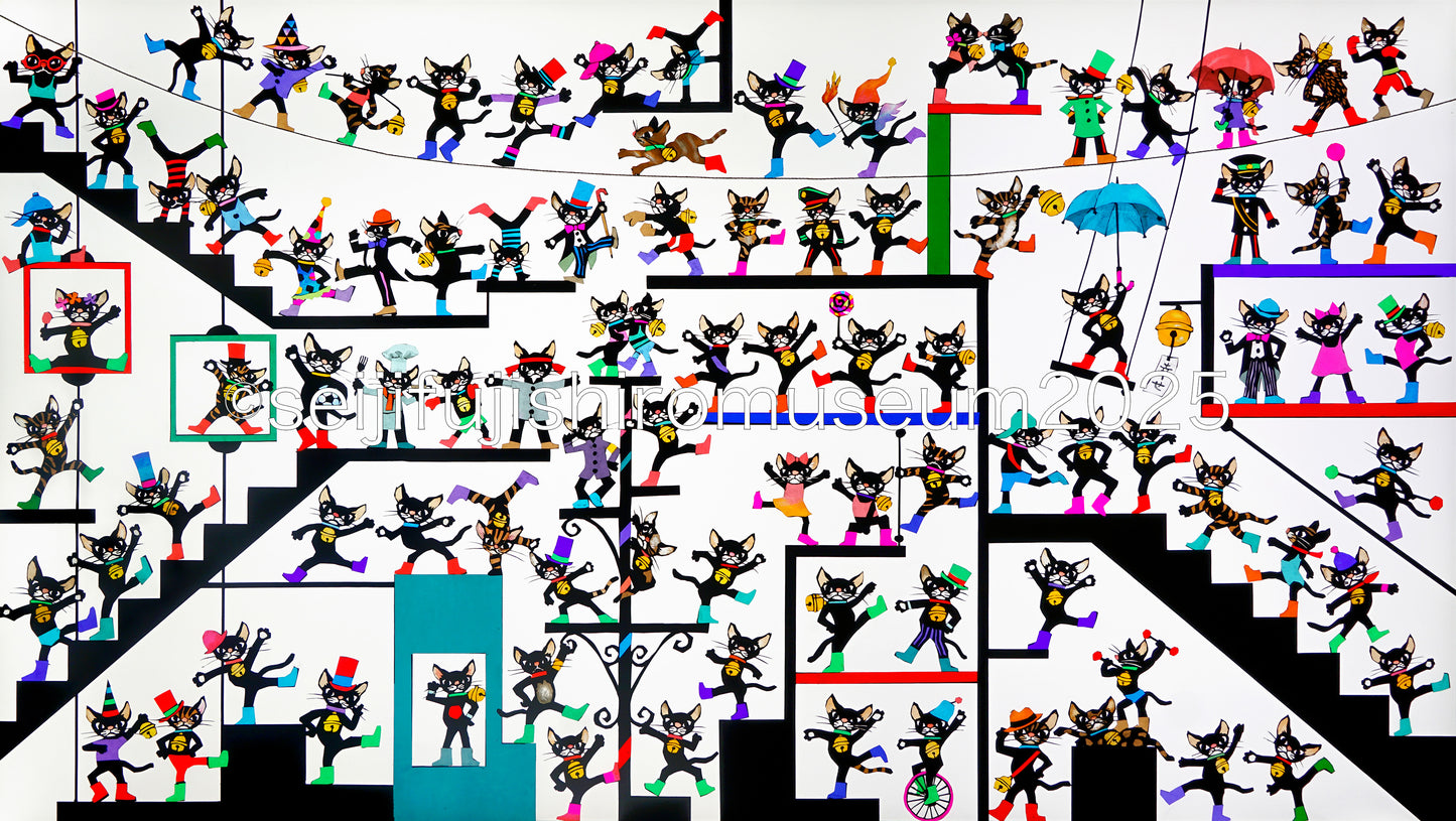 「93匹の猫と共に」FSM-136,147 ジクレー版画