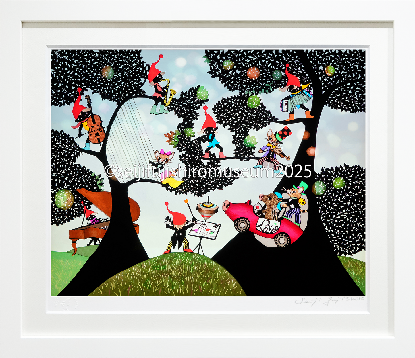 「こびととねこの仲間たちオーケストラうりぼうウイウイ」FSM-197　ジクレー版画