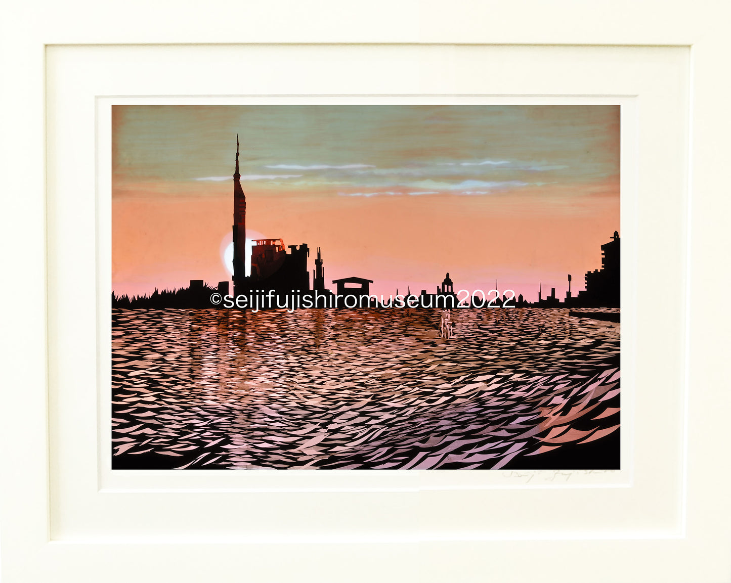 「夕陽の輝く百道タワー」FSM-46 ジクレー版画